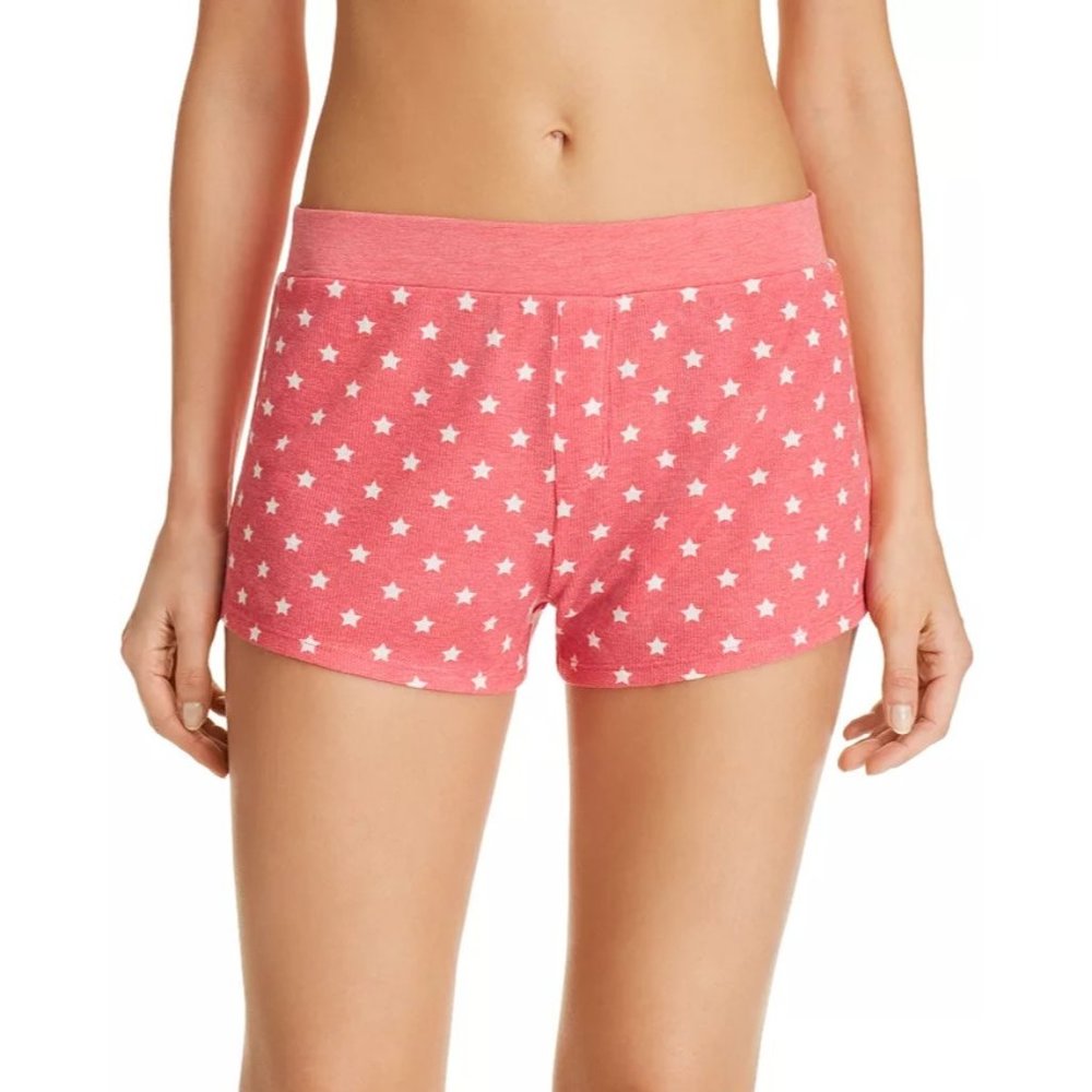 New Honeydew Evie Rib Knit Shorts Women's Size M Pink Poppy Stars‎ Ribbed